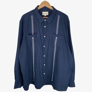 BEOTYSHOW '50% linen' embroidered button down shirt size:  XXL